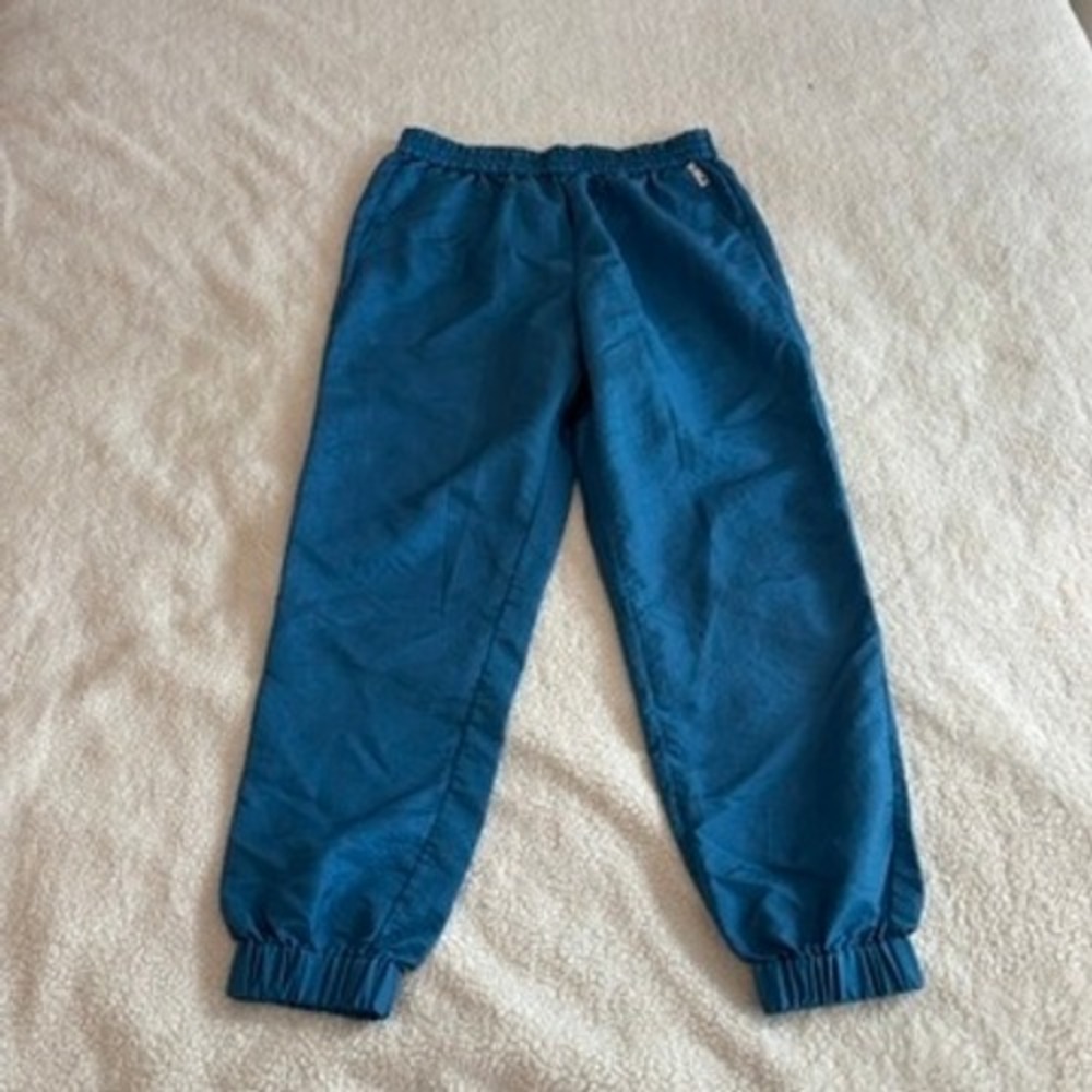Tibi Womens Teal Blue Crinkled Nylon Jogger Track Pants Size M Elastic Waist